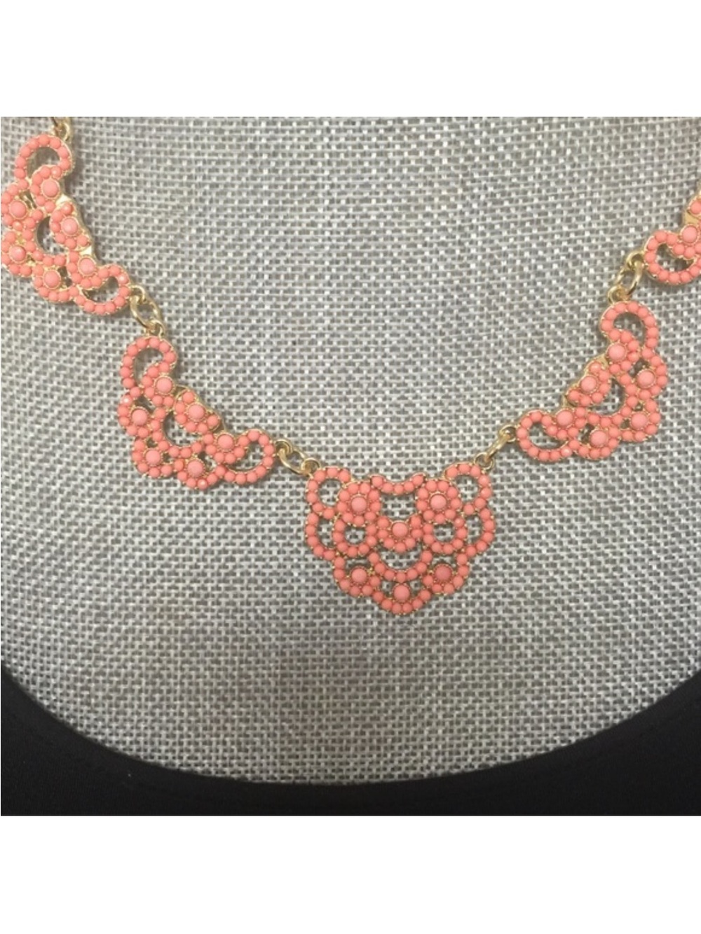 Soft Pink/peach Seed Bead Lace Design Necklace,NWT
